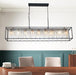Black Rectangle Crystal Chandelier 51 Inches Industrial