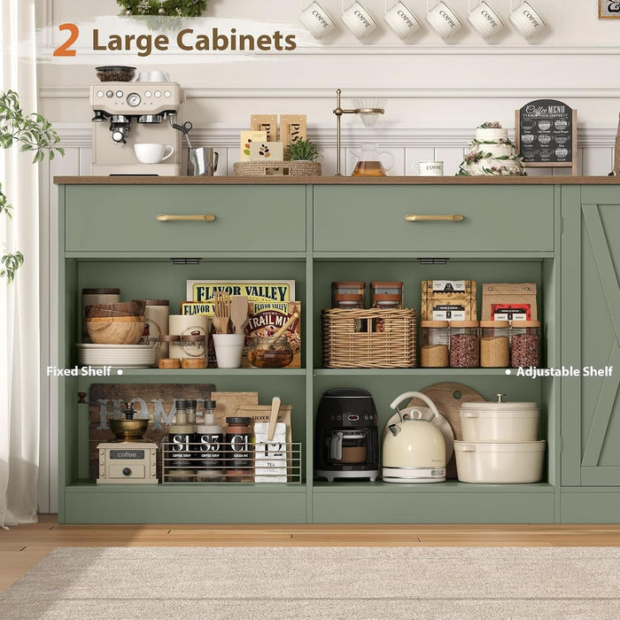 71" W Kitchen Buffet Cabinet with Storage, Large Coffee Bar Cabinet