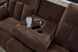 Free Wake Contemporary Dual Sided Power Reclining Sofa with Drop down Table and USB Ports, Dark Brown