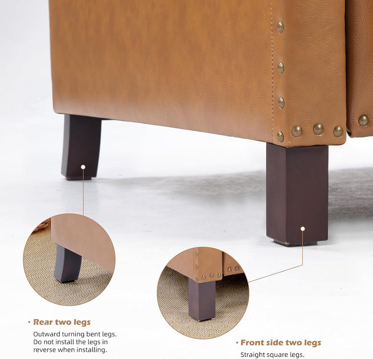 Genuine Leather Pushback Recliner Chair for Living Room, Brown
