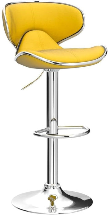 Masaccio Velvet Upholstered Adjustable Swivel Barstool, Set of 2, Yellow