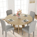 47 Inch round Dining Table for 4-6 People, Circle Dinner Table with Wooden Cross Pedestal Base, Farmhouse Kitchen Furniture for Dining Room, Living Room, Kitchen (Table Only) -Burlywood