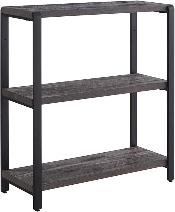 Grey 3-Tier Industrial Bookshelf For Office Storage
