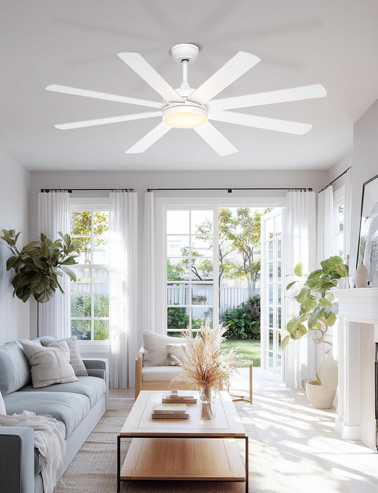 Professional 60 Inch White Ceiling Fan IntegratedControls
