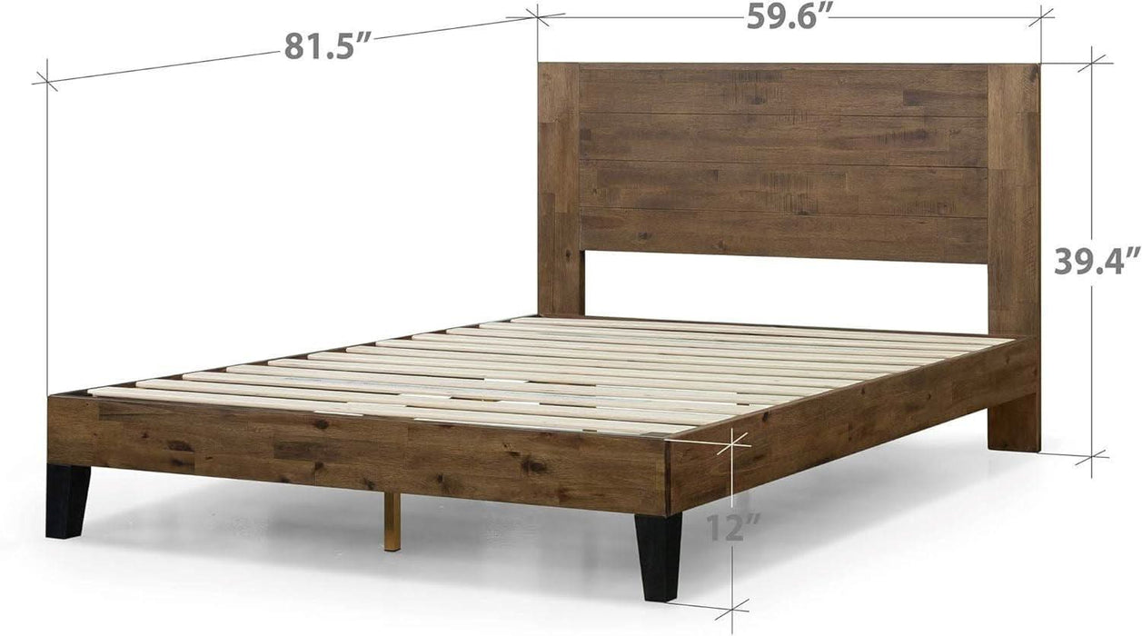 Tonja Wood Platform Bed Frame with Headboard, Mattress Foundation with Wood Slat Support, No Box Spring Needed, Easy Assembly, Queen