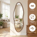 Irregular Full Length Mirror 64"X21", Cloud-Shaped Full Body Mirror Walnut