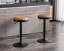 Modern Swivel Bar Stools Set of 2 Adjustable Counter Height Backless Barstools with Metal Base Leather Upholstered round Bar Stool Chairs for Kitchen Island/Pub/Breakfast Bar, Brown