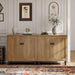 Buffet Sideboard Cabinet Farmhouse Modern 2 in 1 Storage Cabinet with Adjustable Shelves for Kitchen, Coffee Bar, Living Room, Oak