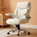 Ergonomic Desk Office Chair, Flip-Up Armrests, Adjustable Height, Cream Leather