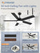 52 Inch Ceiling Fans with Lights, Smart Remote/App Control, Modern Ceiling Fan with 6 Speeds & 3CCT, Dimmable 30W LED, Quiet DC Motor, Noiseless for Living Room, Bedroom, Kitchen, Black