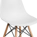 Elon Series Plastic Modern Dining Chair with Wooden Legs, Mid-Century Modern Accent Chair for Dining Rooms and Offices, White