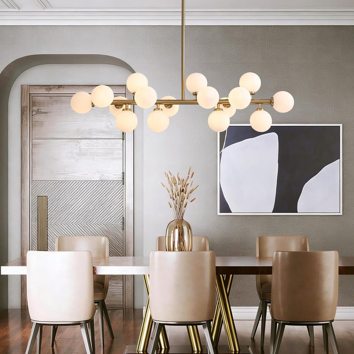 Mid Century Modern Chandelier over Table, 16-Light Globe Sputnik Chandelier Rectangle Pendant Lighting Fixture Hanging Ceiling Light for Dining Room, Kitchen Island