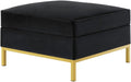 Large Velvet Ottoman, Upholstered Padded Cushion Ottoman Table, Large Foot Rest for Living Room - Black