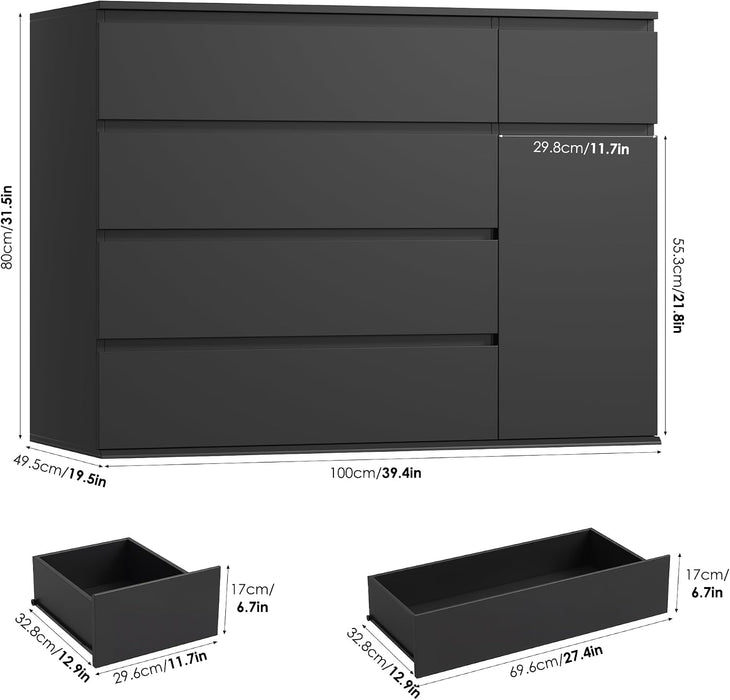 Black Dresser, Dresser for Bedroom, Wide Chest of Drawers