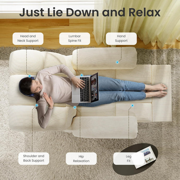 Upgraded 2024 New Power Recliner Chair for Adults, Adjustable Electric Chair Power Reclining Sofa, USB Port, Ultra-Comfy Corduroy Recliner for Living Room, Tool-Less Assembly Single Sofa White