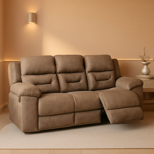 Stoneland Reclining Sofa, Dual-Sided Manual Recliner Couch with Faux Leather Upholstery, Wall Hugger Comfort for Living Room Seating, 90 Inches Wide, Brown