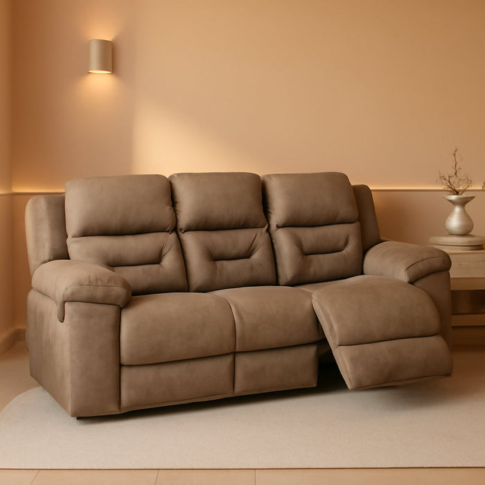 Stoneland Reclining Sofa, Dual-Sided Manual Recliner Couch with Faux Leather Upholstery, Wall Hugger Comfort for Living Room Seating, 90 Inches Wide, Brown