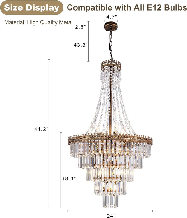 French Empire Crystal Chandelier 11 Lights 24By42Inches