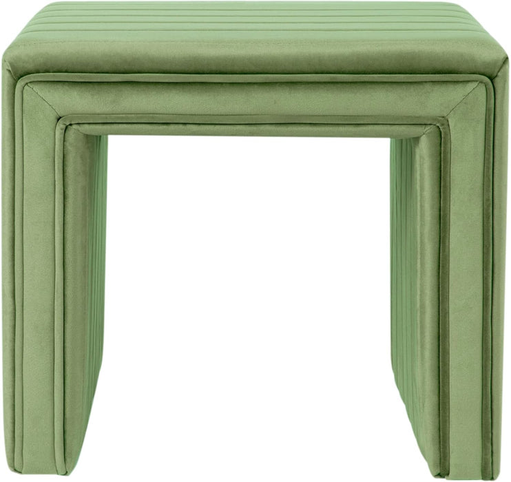 Modern Channel Tufted Velvet Ottoman Home Décor|Ottoman for Living Room & Bedroom - Green