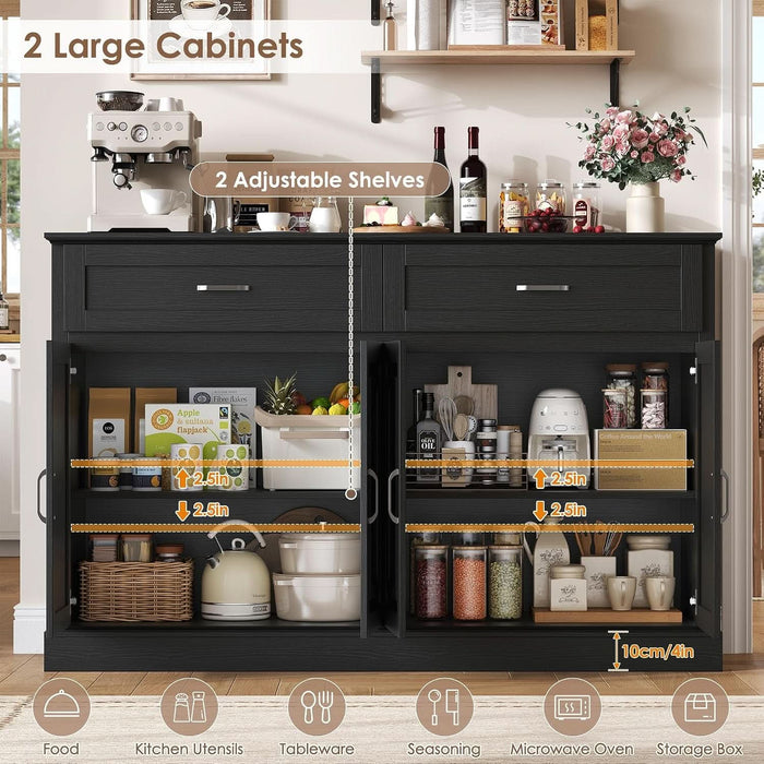 Sideboard Buffet Cabinet with Storage, Black Coffee Bar Cabinet