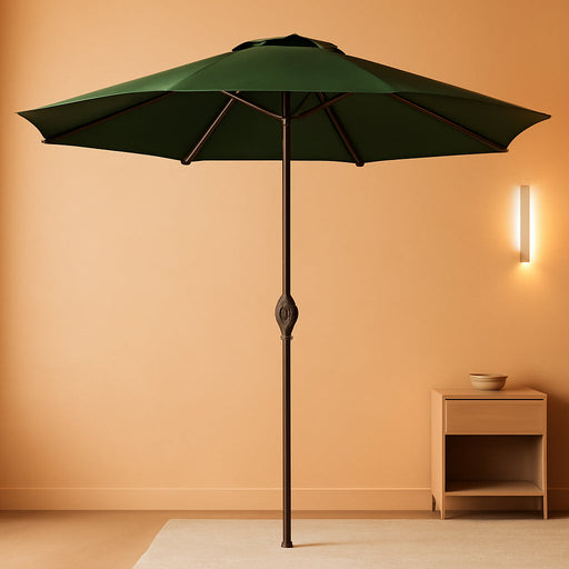 9' Outdoor Patio Umbrella, Outdoor Table Umbrella, Yard Umbrella, Market Umbrella with 8 Sturdy Ribs, Push Button Tilt and Crank