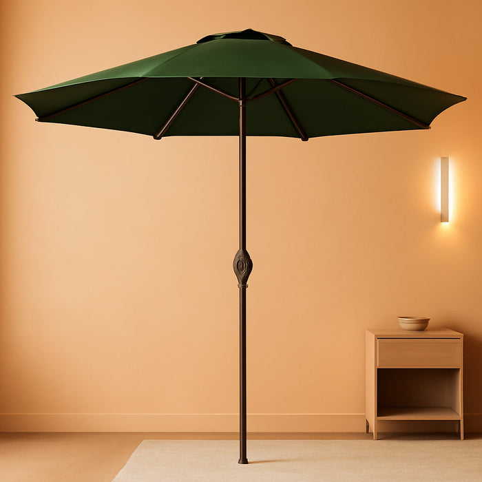 9' Outdoor Patio Umbrella, Outdoor Table Umbrella, Yard Umbrella, Market Umbrella with 8 Sturdy Ribs, Push Button Tilt and Crank