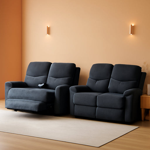 2 Pieces Recliner Sofa Set, Manual Sofa Set for Living Room Furniture Set, Recliner Sofa and Loveseat Sets, Reclining Loveseat with Console & Cup Houlders for Living Room