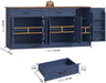 71” Large Sideboard Buffet Cabinet, Farmhouse Coffee Bar Cabinet (Blue)