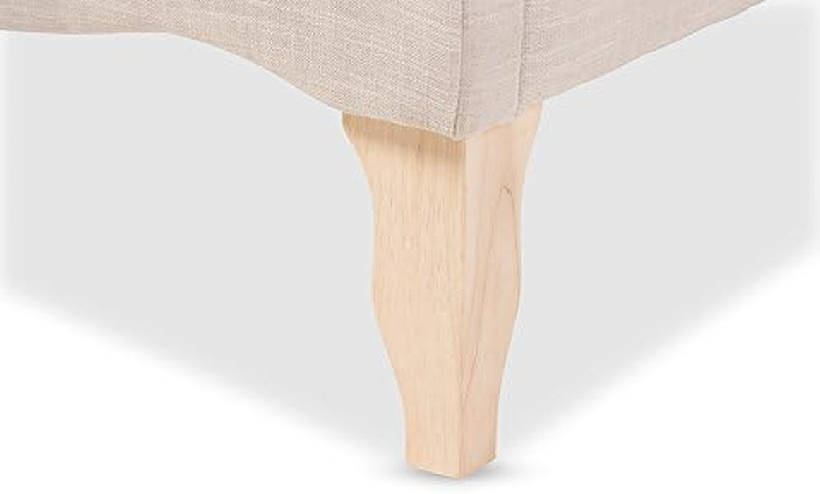 Fayana French Classic Modern Style Beige Linen Fabric Platform Bed, Queen, Off-White