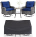 Patio Furniture Sets, 3 Pieces Wicker Outdoor Furniture - 360 Degree Swivel Rocking Chairs and Rattan Side Table for Garden,Porch,Backyard (Grey Wicker/Blue Cushion, 3PCS - Swivel Chairs)