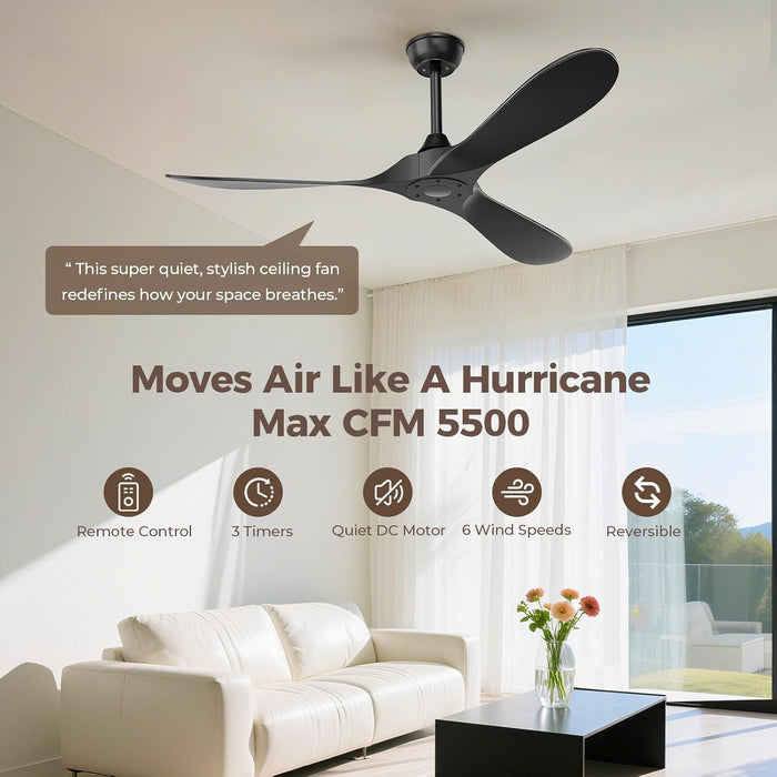 Black Outdoor Ceiling Fan Featuring Remote Control