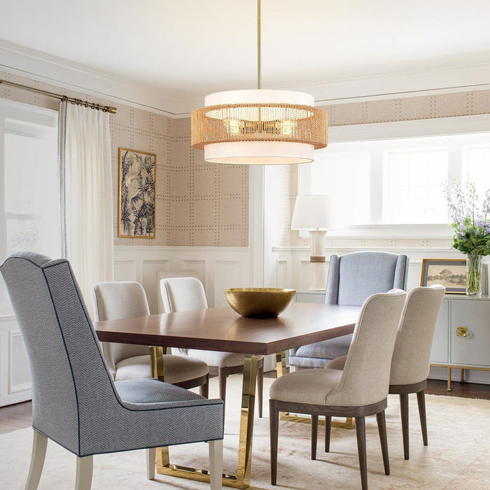 19.7 Inch Handwoven Rattan Chandelier Pendant Light