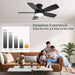 Ceiling Fans with Lights, 42 Inch Low Profile Ceiling Fan with Light and Remote/App Control, Flush Mount, Reversible, 3CCT, Dimmable, Noiseless, Black Ceiling Fan for Indoor/Outdoor Use