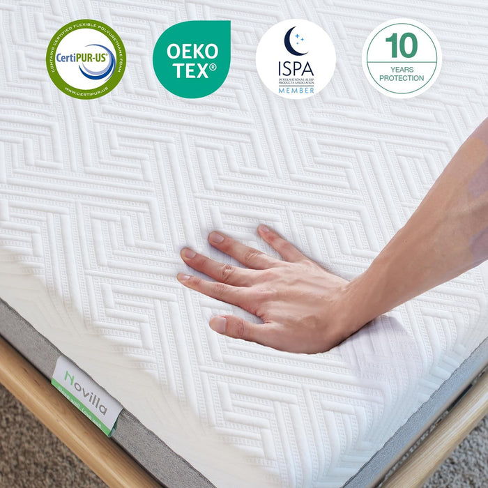 Twin Gel Memory Foam Mattress 8", Plush Comfort, Pressure Relief