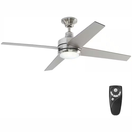 Mercer 52 In. LED Indoor Brushed Nickel Ceiling Fan with Light Kit and Remote Control