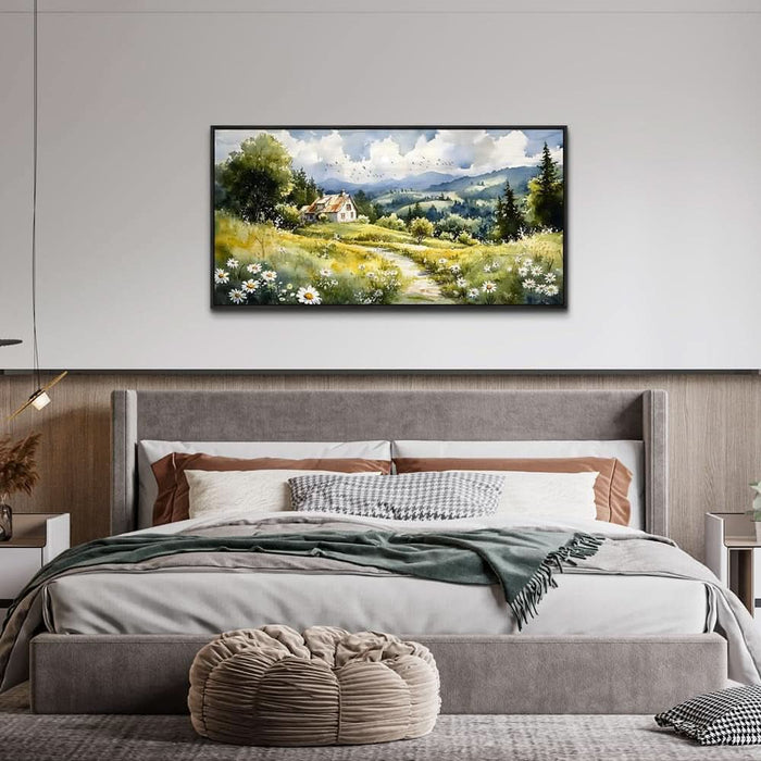 Black Framed Canvas Wall Art for Living Room Wall Decor for Bedroom Office Pastoral Scenery Paintings Modern Wall Pictures Artwork Room Aesthetic Home Decor 20X40 In