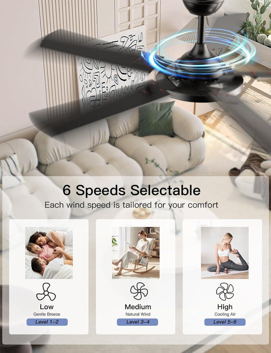 Ceiling Fans with Lights, 52 Inch Ceiling Fan with Light and Remote/App Control, 3CCT, Quiet DC Reversible, Dimmable, Modern Ceiling Fan for Bedroom, Living Room, Kitchen, Indoor/Outdoor Use
