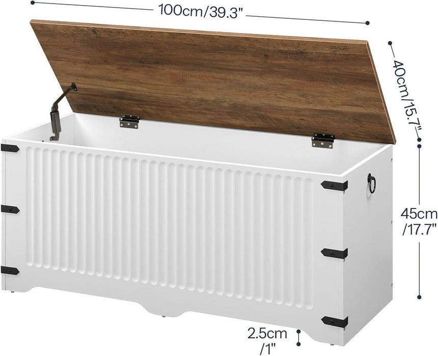 Spacious Storage Bench Toy Chest Walnut SafetyHinge