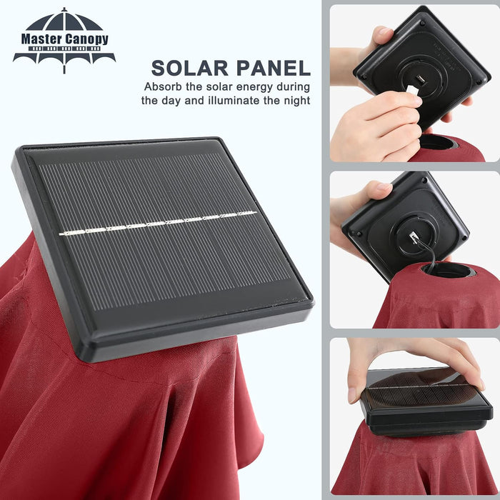9Ft Patio Umbrella with Solar Lights, Burgundy