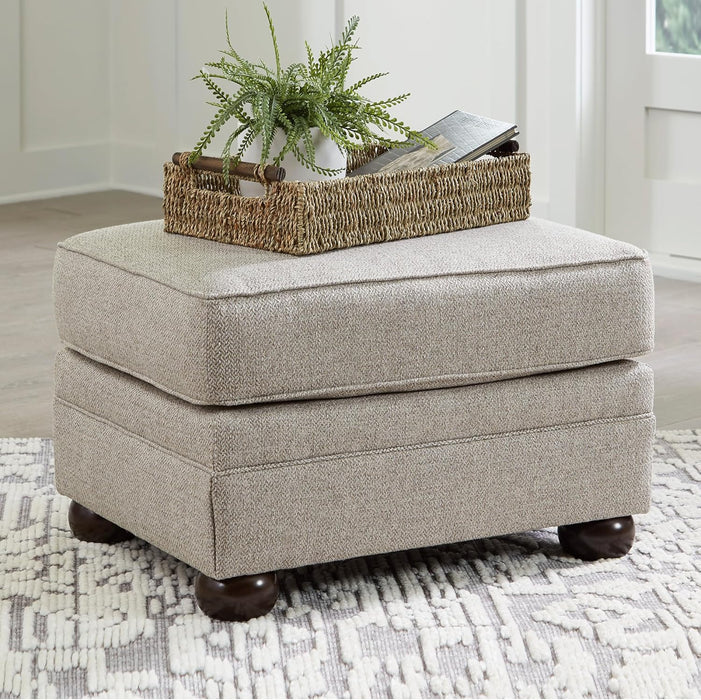 Gaelon Transitional Rectangular Upholstered Ottoman with Bun Legs, Light Brown
