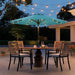 9FT Solar Umbrella 32 LED Lighted Patio Umbrella Table Market Umbrella W/Tilt and Crank, Uv-Resistant Outdoor Umbrella for Pool, Garden, Deck, Sky Blue