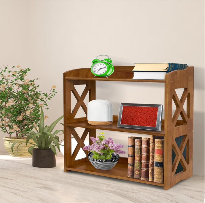 3 Tier Bookshelf, Narrow Bookshelf Wood Bookshelf Organizer, Small Bookcase Display Shelf, 3 Shelf Bookcase for Desktop, Office, Bedroom, Living Room (Brown, 3 Tier)