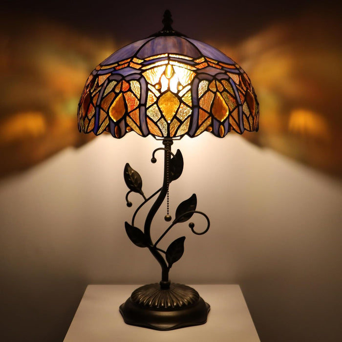 Tiffany Style Purple Jewelry Baroque Stained Glass Table Lamp 19 Inch