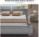 Queen Size Upholstered Bed Frame, Deluxe Low Profile Sleigh Bed with Linen Ergonomics Headboard, No Box Spring Needed & Easy Assembly, Grey