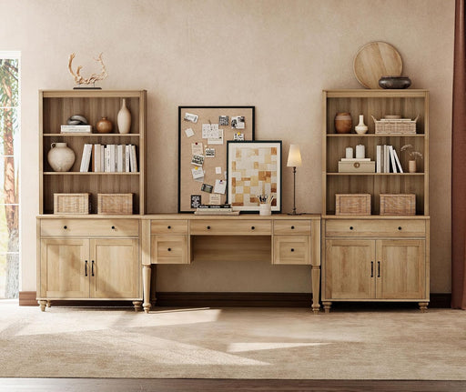 Elegant Oak 56 Inch Executive Desk ChargingStation