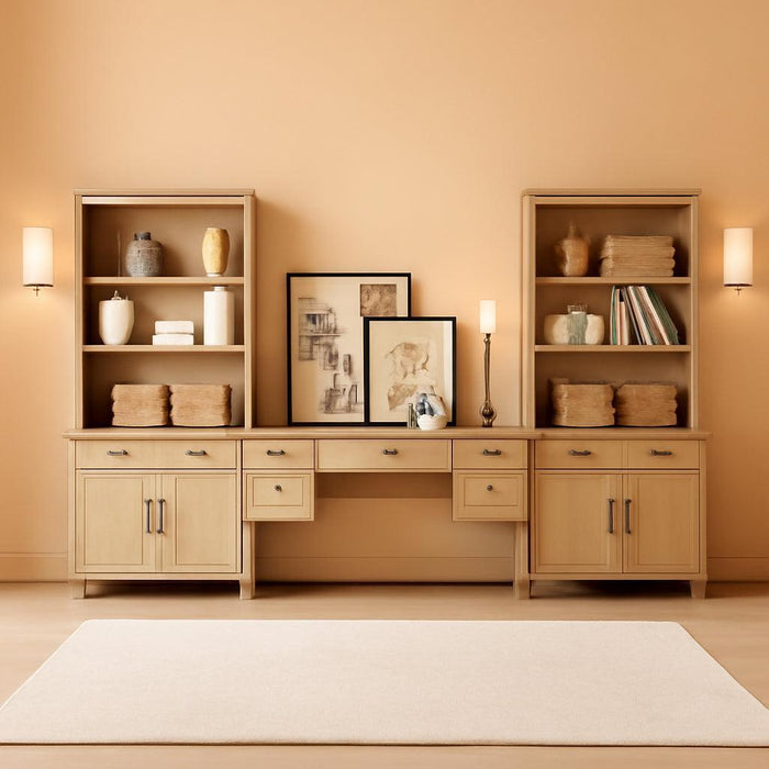 Elegant Oak 56 Inch Executive Desk ChargingStation