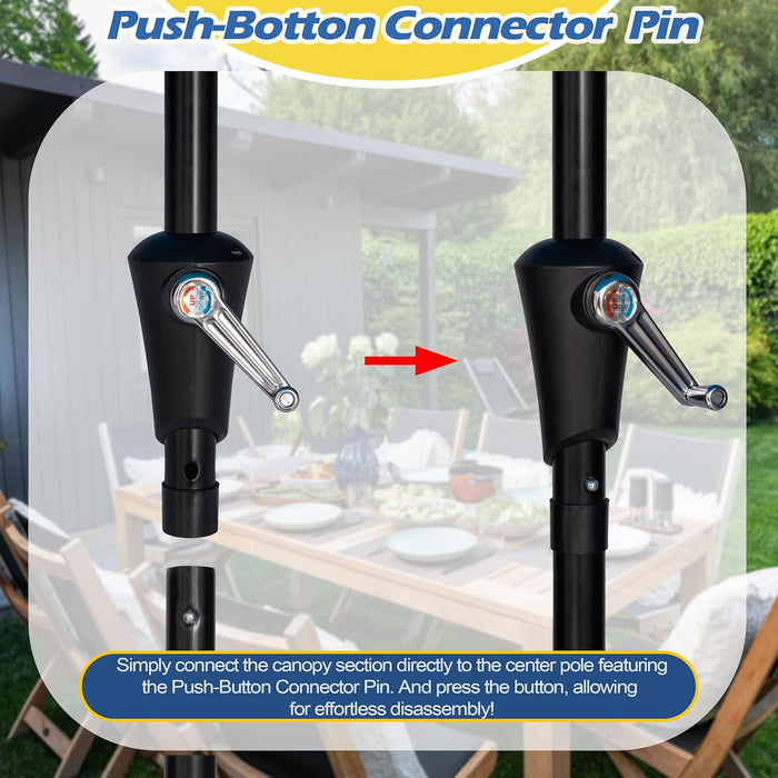9FT Outdoor Patio Umbrella, Market & Table Umbrella with 6 Sturdy Ribs and Crank System, Fade-Resistant & Waterproof for Garden Backyard Poolside Deck