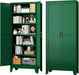 Green Metal Storage Cabinet With Adjustable Shelves