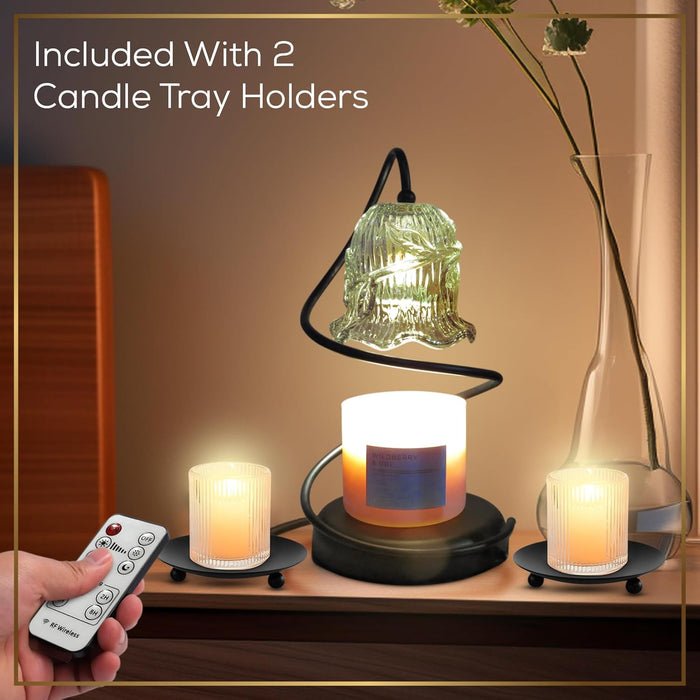 Candle Warmer Lamp with Wireless Remote Control, Timer Dimmer, 2 Bulbs + Bonus Candle Trays – Candle Warmers for Jar Candles, Gifts for Women Mom, Bedroom Decor, House Warming Gift