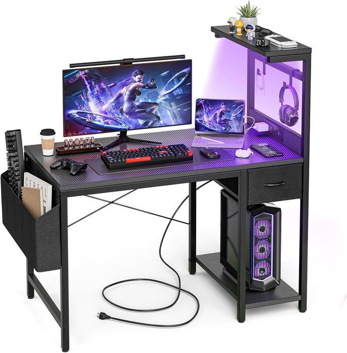 40 Inch Gaming Desk IndustrialGrade CarbonFiber Black